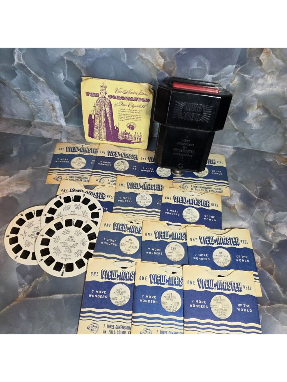 Vintage 1940s- 50s View-Master Reel Lot of 18 Luma View Light Queen Elizabeth II